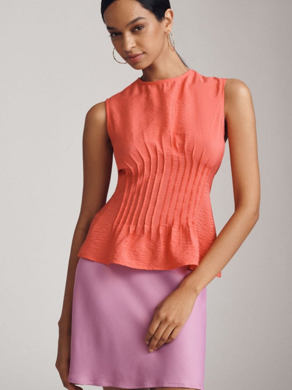 Anthropologie Sleeveless Pleated-Waist Blouse